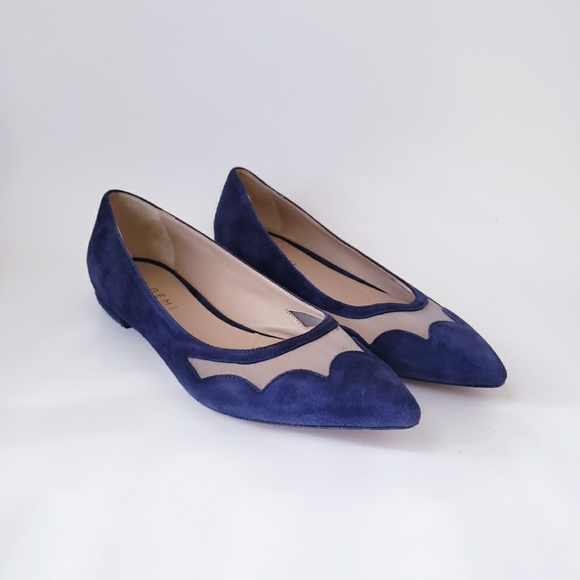 M. Gemi Blue Leather Suede Flats - Picture 2 of 16